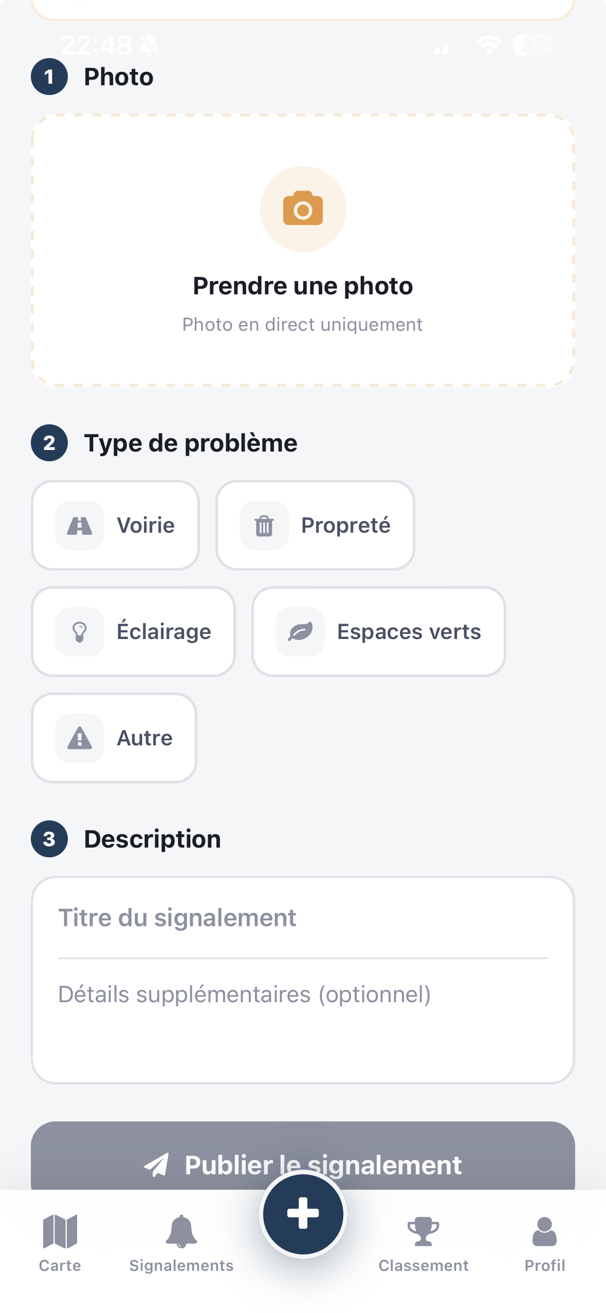 Créer un signalement